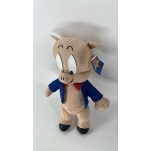 Vintage 1997 Porky Pig Looney Tunes Plush Ace Novelty Blue Jacket Red Bowtie NWT